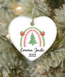 Custom Baby's Name Rainbow Ceramic Ornament, Personalized Girls Boys Rainbow Ornament, 1st Christmas 2022 Cute Newborn Baby Shower Gift