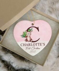 Custom Cute Baby Bear Baby's First Christmas Ceramic Ornament, Personalized First Christmas Ornament, 1st Christmas 2022 Cute Baby Gift