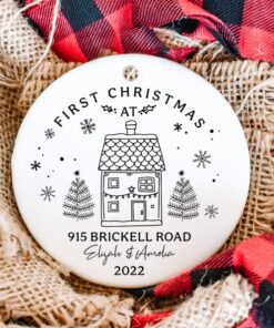 Custom First Christmas At Ceramic Ornament, Xmas In New Home Bauble Gift, Hanging Tree Ornament For Family, Christmas In New House 2022