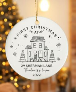 Custom First Christmas At Ceramic Ornament, Xmas In New Home Bauble Gift, Hanging Tree Ornament For Family, Christmas In New House 2022