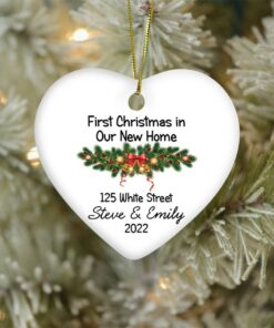 Custom First Christmas In Our New Home Ceramic Ornament, Personalized New Home Christmas, 2022 New House Ornament Gift, Christmas Keepsake