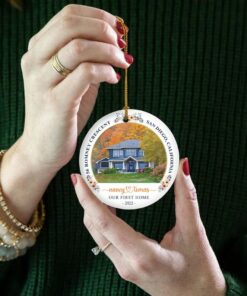 Custom First Home Ceramic Ornament, Housewarming Gift, New House Address Christmas Ornament From Photo, Real Estate Realtor Closing Gift