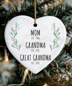 Custom Mom, Grandma, Great Grandma Ceramic Ornament, Pregnancy Announcement, Pregnancy Reveal, New Baby Reveal, Christmas Ornaments For Her