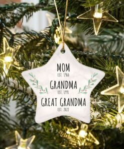 Custom Mom, Grandma, Great Grandma Ceramic Ornament, Pregnancy Announcement, Pregnancy Reveal, New Baby Reveal, Christmas Ornaments For Her