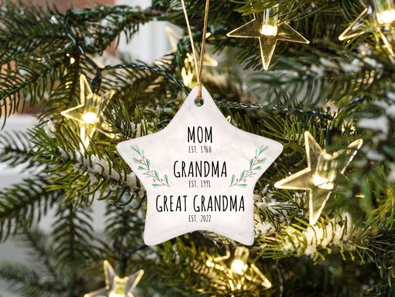 Custom Mom, Grandma, Great Grandma Ceramic Ornament, Pregnancy Announcement, Pregnancy Reveal, New Baby Reveal, Christmas Ornaments For Her