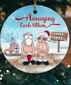 Custom Name I Want to Grow Old with You Ornament, Personalized Anniversary Present for Old Couple Husband & Wife, 2022 Xmas Gifts Ceramic Ornament Christmas Decor