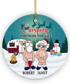 Custom Name I Want to Grow Old with You Ornament, Personalized Anniversary Present for Old Couple Husband & Wife, Merry 2022 Christmas Gifts Ceramic Ornament