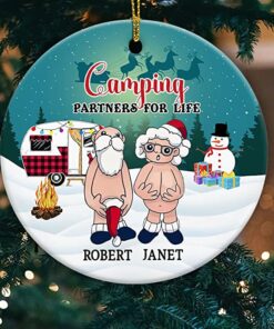 Custom Name I Want to Grow Old with You Ornament, Personalized Anniversary Present for Old Couple Husband & Wife, Merry 2022 Christmas Gifts Ceramic Ornament