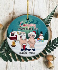Custom Name I Want to Grow Old with You Ornament, Personalized Anniversary Present for Old Couple Husband & Wife, Merry 2022 Christmas Gifts Ceramic Ornament
