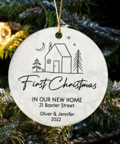 Custom New Home Ceramic Ornament, Personalized First Christmas In Our New Home, 2022 New House Ornament Gift For Women, Christmas Keepsake