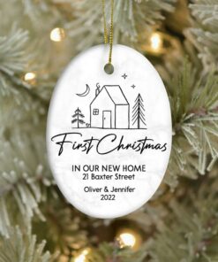 Custom New Home Ceramic Ornament, Personalized First Christmas In Our New Home, 2022 New House Ornament Gift For Women, Christmas Keepsake