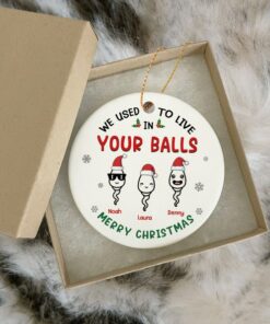 Custom We Used To Live In Your Balls Ceramic Ornament, Family Ornament, Merry Christmas, Personalized Gift For Dad Father, Gift For Him