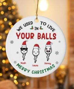 Custom We Used To Live In Your Balls Ceramic Ornament, Family Ornament, Merry Christmas, Personalized Gift For Dad Father, Gift For Him