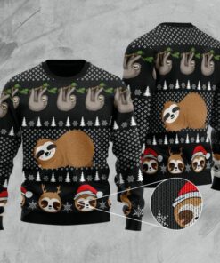Cute Sloth Santa Ugly Christmas Sweater, All Over Print Sweatshirt, Ugly Sweater, Christmas Sweaters, Hoodie, Sweater