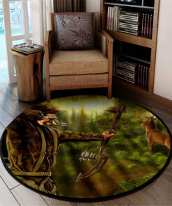 Deer Bow Hunting Round Rug, Carpet