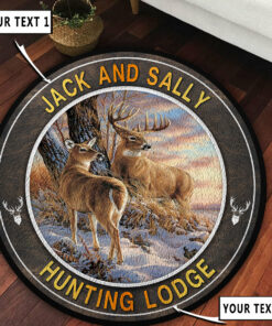 Deer Hunting Buck And Doe Round Rug, Carpet
