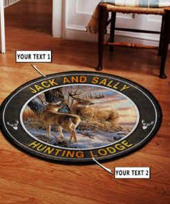 Deer Hunting Buck And Doe Round Rug, Carpet