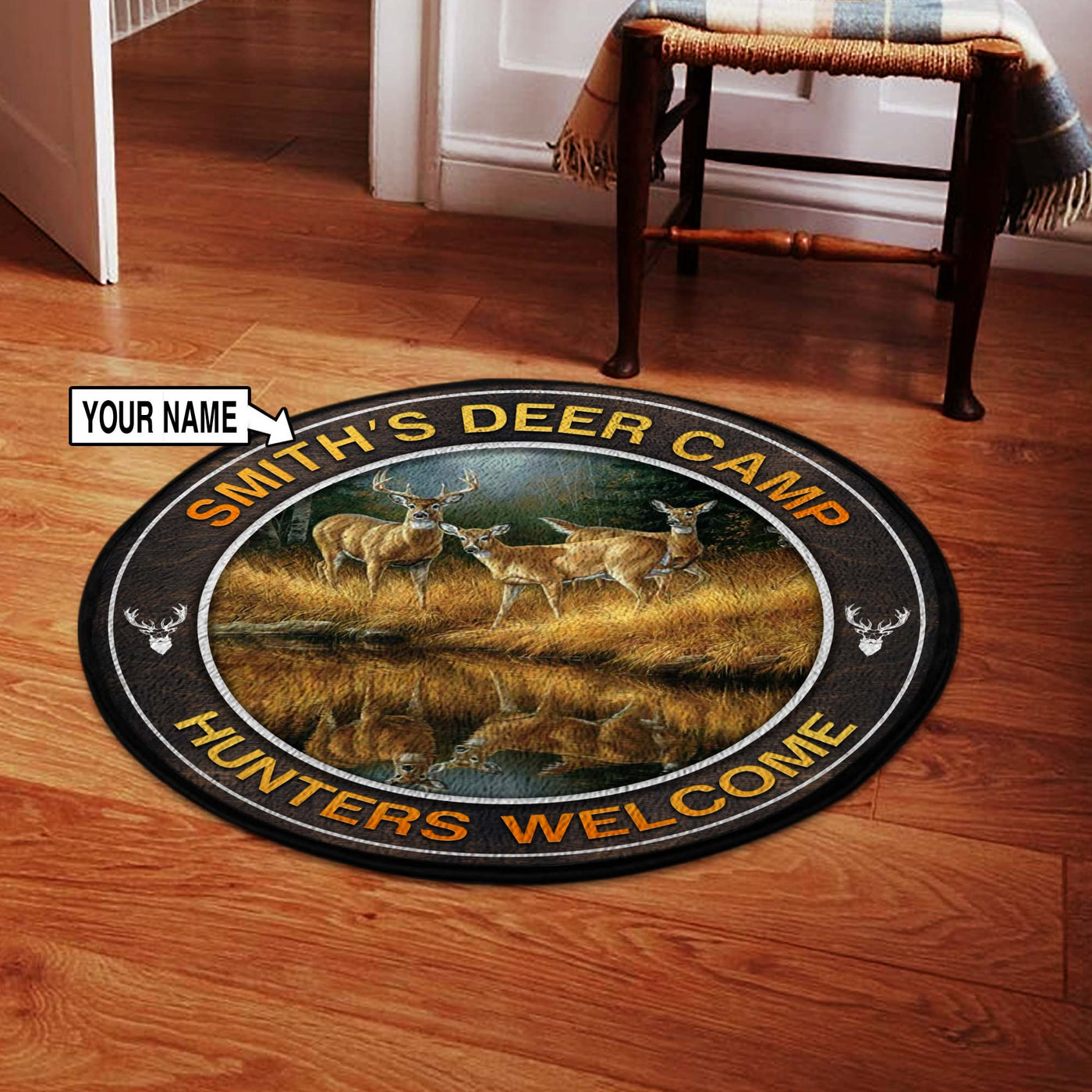 Deer Hunting Camp Round Rug, Carpet