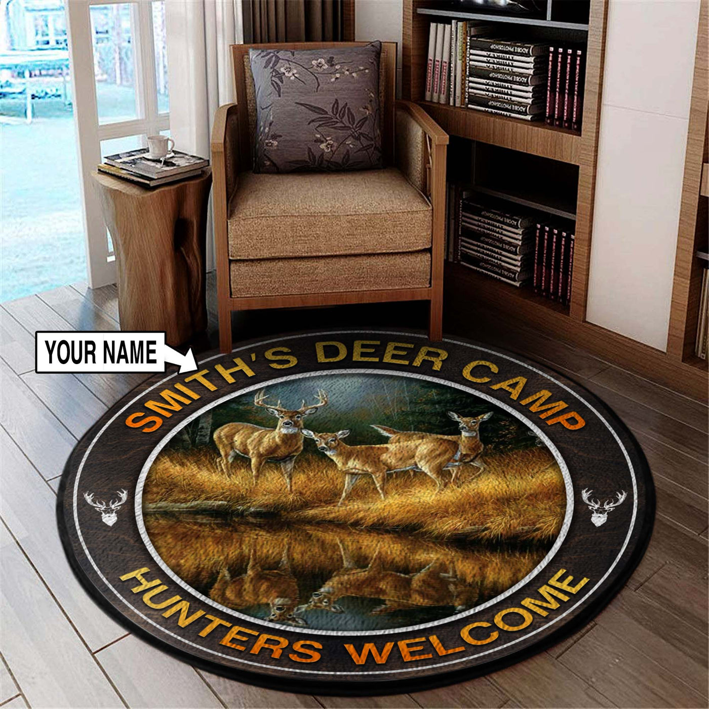Deer Hunting Camp Round Rug, Carpet