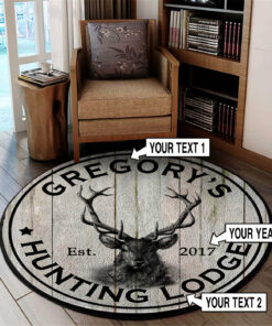 Deer Hunting Lodge Rustic Round Rug, Carpet