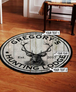 Deer Hunting Lodge Rustic Round Rug, Carpet