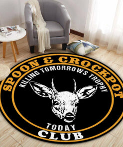 Deer Hunting Spoon and Crockpot Club Home Decor Round Rug, Carpet