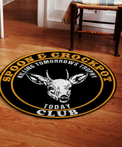 Deer Hunting Spoon and Crockpot Club Home Decor Round Rug, Carpet