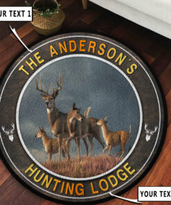 Deer Hunting Whitetail Deer Family Round Rug, Carpet