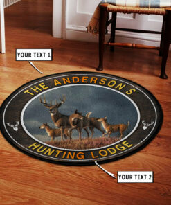 Deer Hunting Whitetail Deer Family Round Rug, Carpet