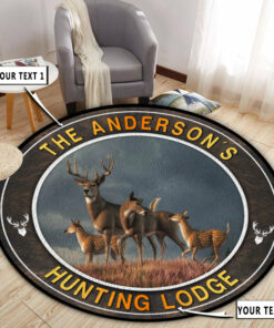 Deer Hunting Whitetail Deer Family Round Rug, Carpet