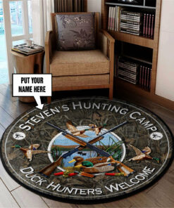 Duck Hunter Welcome Round Rug, Carpet for Bedroom Décor