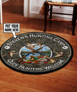 Duck Hunter Welcome Round Rug, Carpet for Bedroom Décor