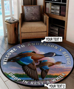 Duck Lovers Waterfowl Hunting Welcome Round Rug, Carpet