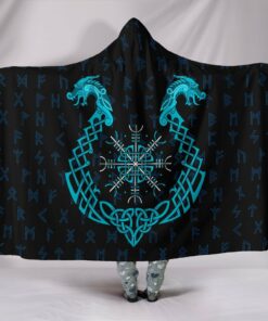 Egishjalmur Helm Ofwe Blue Edition Collection Viking Hooded Blanket