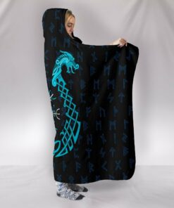 Egishjalmur Helm Ofwe Blue Edition Collection Viking Hooded Blanket