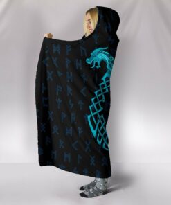 Egishjalmur Helm Ofwe Blue Edition Collection Viking Hooded Blanket