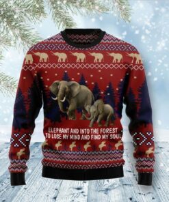 Elephant And Into The Forest Ugly Christmas Sweater, Ugly Sweater, Christmas Sweaters, Hoodie, Sweater