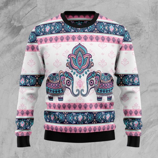 Elephant Mandala Ugly Christmas Sweater, All Over Print Sweatshirt, Ugly Sweater, Christmas Sweaters, Hoodie, Sweater