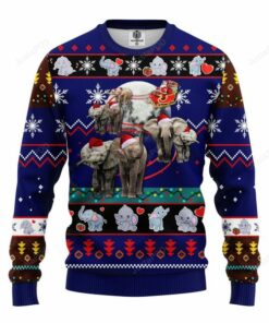 Elephant Noel Ugly Christmas Sweater Blue, Ugly Sweater, Christmas Sweaters, Hoodie, Sweater
