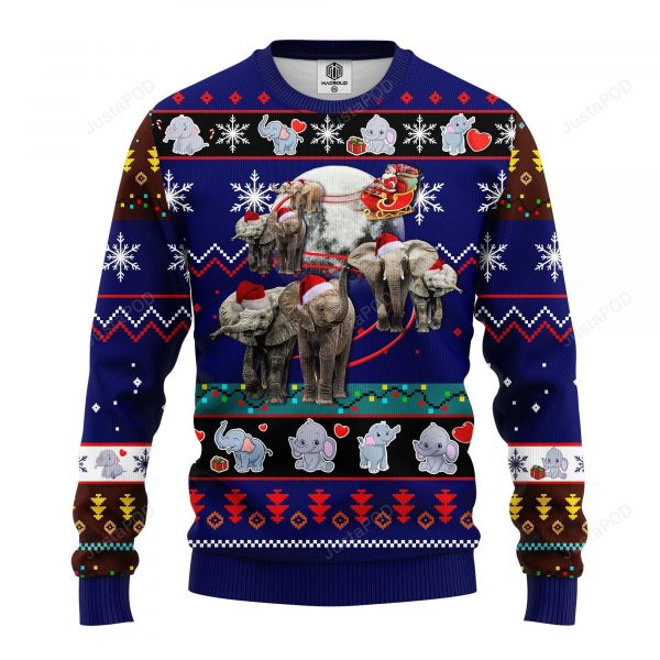 Elephant Noel Ugly Christmas Sweater Blue, Ugly Sweater, Christmas Sweaters, Hoodie, Sweater