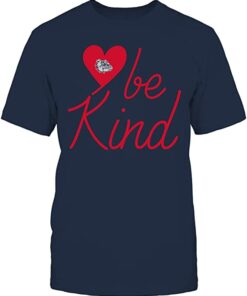 FanPrint Gonzaga Bulldogs Be Kind Heart University Team Logo Gift Shirt Gifts for Fans