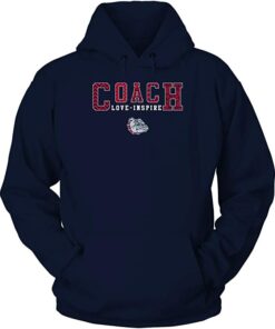 FanPrint Gonzaga Bulldogs Hoodie, Coach Love Inspire Slogan Patterned Team Hoodie Gifts for Fans