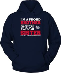 FanPrint Gonzaga Bulldogs, I'm A Proud Brother of an Awesome Sister Shirt Gifts for Fans