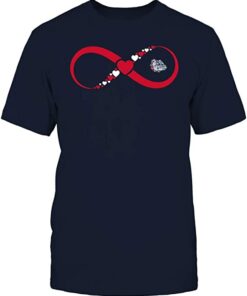 FanPrint Gonzaga Bulldogs, Infinity Love University Logo Heart Pattern Gift Shirt