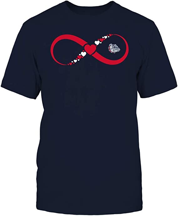 FanPrint Gonzaga Bulldogs, Infinity Love University Logo Heart Pattern Gift Shirt