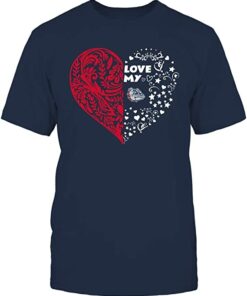 FanPrint Gonzaga Bulldogs, Love My Team Heart Floral Pattern Gift Shirt