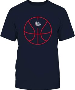 FanPrint Gonzaga Bulldogs Shirt, Basketball Ball Outline Gifts for Fans
