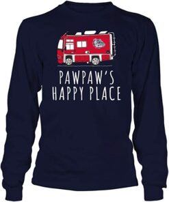 FanPrint Gonzaga Bulldogs Shirt, Camping Pawpaw's Happy Place Team Gifts for Fans