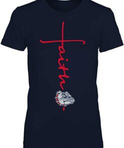 FanPrint Gonzaga Bulldogs Shirt, Faith in Cross Shape Gifts for Fans