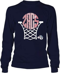 FanPrint Gonzaga Bulldogs Shirt, Pattern Monogram Basketball Hoop Gifts for Fans